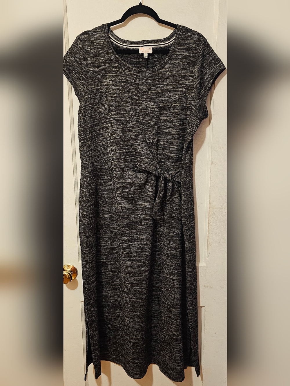 Talbots Black Heather Midi Tie-Detail Dress